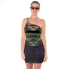 Fractal Colorful Pattern Fantasy One Soulder Bodycon Dress by Celenk