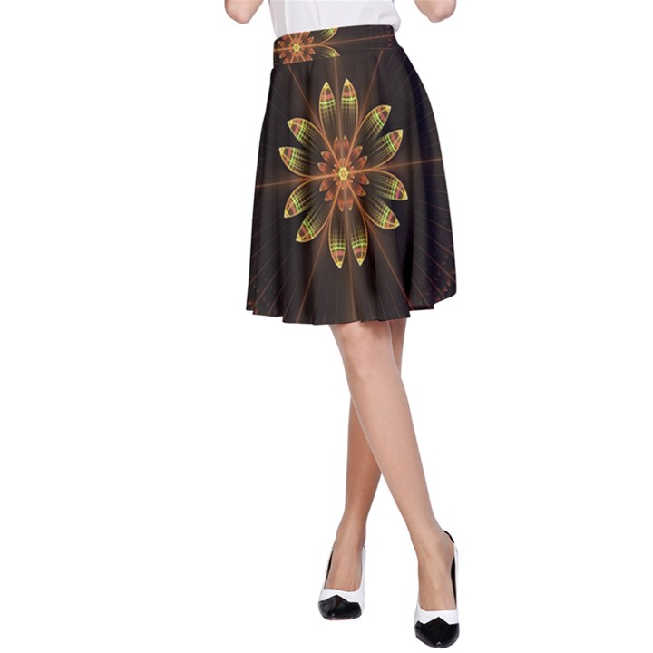 Fractal Floral Mandala Abstract A-Line Skirt