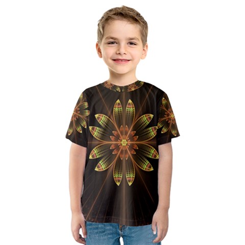 Fractal Floral Mandala Abstract Kids  Sport Mesh Tee by Celenk