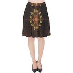 Fractal Floral Mandala Abstract Velvet High Waist Skirt by Celenk