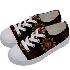 Fractal Floral Mandala Abstract Kids  Low Top Canvas Sneakers by Celenk