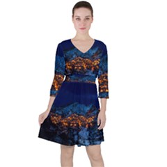 Castelmezzano Italy Village Town Ruffle Dress by Celenk