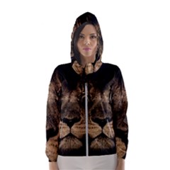 African Lion Mane Close Eyes Hooded Wind Breaker (women) by Celenk