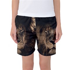 African Lion Mane Close Eyes Women s Basketball Shorts by Celenk