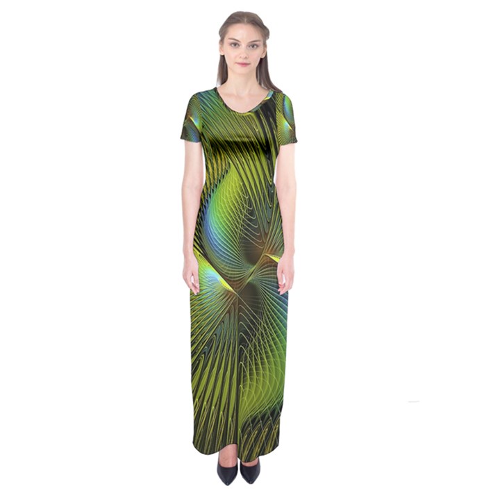 Fractal Abstract Design Fractal Art Short Sleeve Maxi Dress