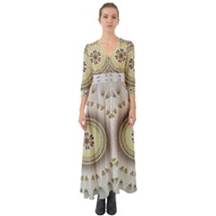 Mandala Fractal Decorative Button Up Boho Maxi Dress