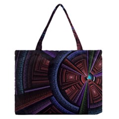 Fractal Circle Pattern Curve Zipper Medium Tote Bag by Celenk