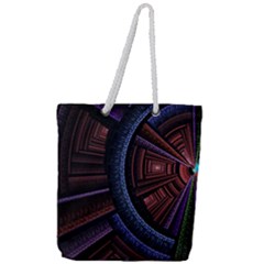 Fractal Circle Pattern Curve Full Print Rope Handle Tote (large) by Celenk