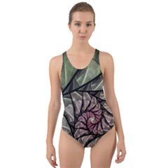 Fractal Flowers Floral Fractal Art Cut-out Back One Piece Swimsuit by Celenk