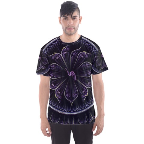 Fractal Abstract Purple Majesty Men s Sports Mesh Tee by Celenk