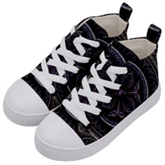 Fractal Abstract Purple Majesty Kid s Mid-top Canvas Sneakers by Celenk