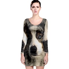 Dog Pet Art Abstract Vintage Long Sleeve Bodycon Dress by Celenk