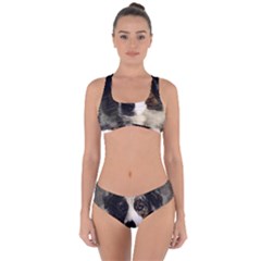 Dog Pet Art Abstract Vintage Criss Cross Bikini Set by Celenk