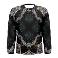 Fractal Aqua Silver Pattern Men s Long Sleeve Tee by Celenk