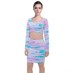 Background Art Abstract Watercolor Long Sleeve Crop Top & Bodycon Skirt Set by Celenk