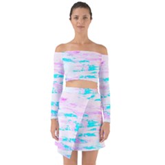 Background Art Abstract Watercolor Off Shoulder Top With Skirt Set by Celenk