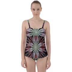 Fractal Floral Fantasy Flower Twist Front Tankini Set by Celenk