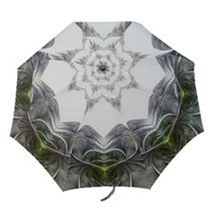 Fractal White Design Pattern Folding Umbrellas