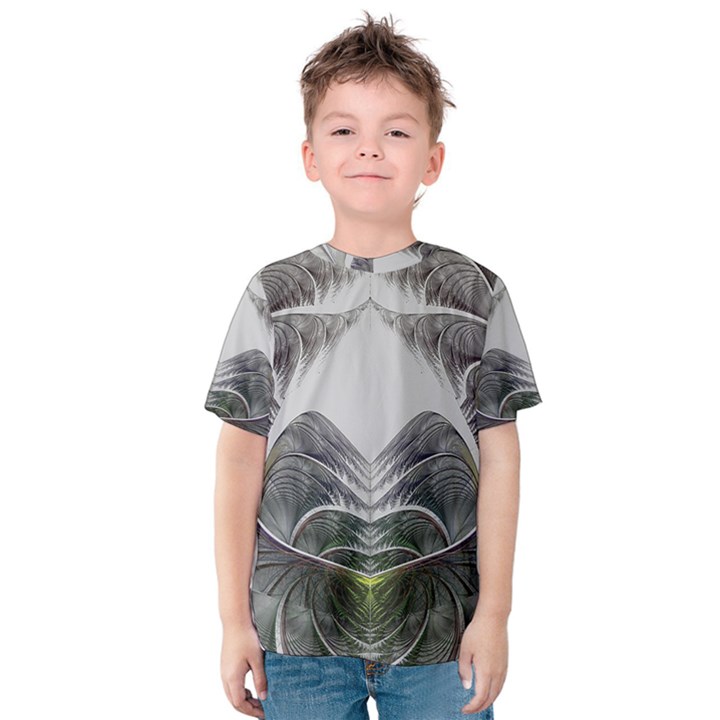 Fractal White Design Pattern Kids  Cotton Tee