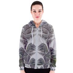 Fractal White Design Pattern Women s Zipper Hoodie