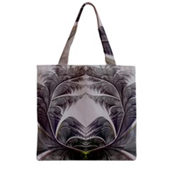 Fractal White Design Pattern Zipper Grocery Tote Bag