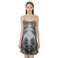 Fractal White Design Pattern Satin Night Slip by Celenk