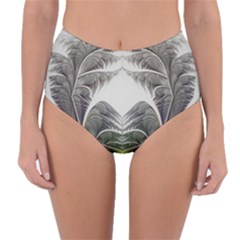 Fractal White Design Pattern Reversible High-Waist Bikini Bottoms