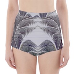 Fractal White Design Pattern High-Waisted Bikini Bottoms