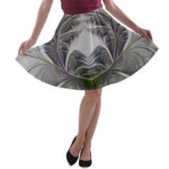 Fractal White Design Pattern A-line Skater Skirt