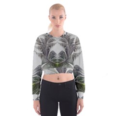 Fractal White Design Pattern Cropped Sweatshirt by Celenk