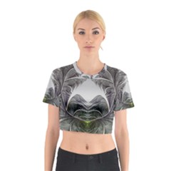 Fractal White Design Pattern Cotton Crop Top