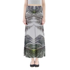 Fractal White Design Pattern Full Length Maxi Skirt