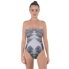 Fractal White Design Pattern Tie Back One Piece Swimsuit