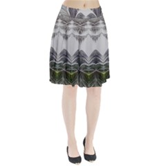 Fractal White Design Pattern Pleated Skirt