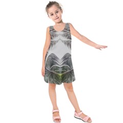 Fractal White Design Pattern Kids  Sleeveless Dress