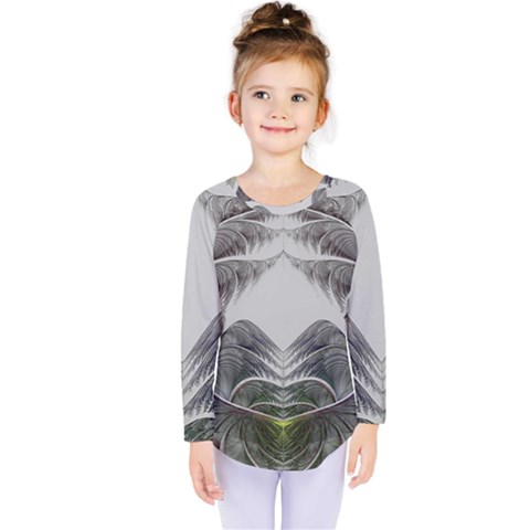 Fractal White Design Pattern Kids  Long Sleeve Tee by Celenk