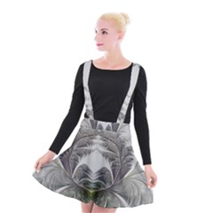 Fractal White Design Pattern Suspender Skater Skirt