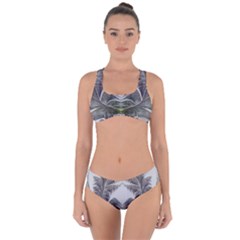 Fractal White Design Pattern Criss Cross Bikini Set