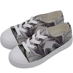 Fractal White Design Pattern Kids  Low Top Canvas Sneakers