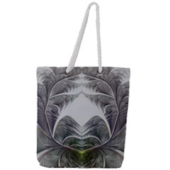 Fractal White Design Pattern Full Print Rope Handle Tote (Large)