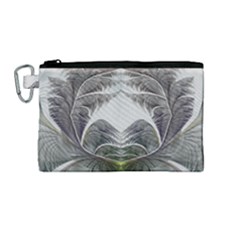 Fractal White Design Pattern Canvas Cosmetic Bag (Medium)