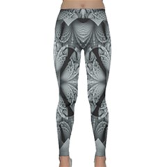 Fractal Blue Lace Texture Pattern Classic Yoga Leggings by Celenk