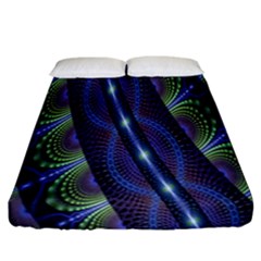 Fractal Blue Lines Colorful Fitted Sheet (california King Size) by Celenk