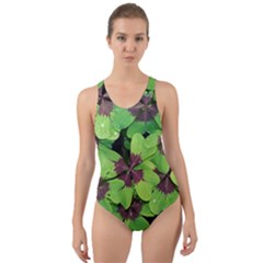 Luck Klee Lucky Clover Vierblattrig Cut-out Back One Piece Swimsuit by Celenk