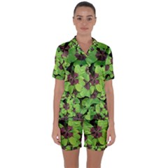 Luck Klee Lucky Clover Vierblattrig Satin Short Sleeve Pyjamas Set by Celenk