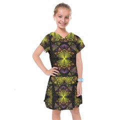 Fractal Multi Color Geometry Kids  Drop Waist Dress