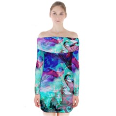 Background Art Abstract Watercolor Long Sleeve Off Shoulder Dress by Celenk