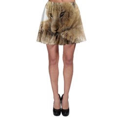 Lion Cub Close Cute Eyes Lookout Skater Skirt by Celenk