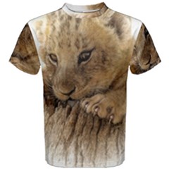 Lion Cub Close Cute Eyes Lookout Men s Cotton Tee by Celenk