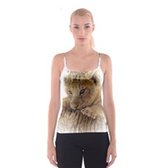 Lion Cub Close Cute Eyes Lookout Spaghetti Strap Top by Celenk